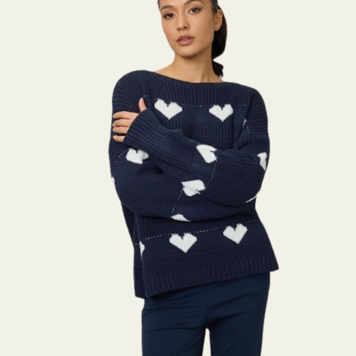 PULL EN MAILLE MOTIFS CŒURS
