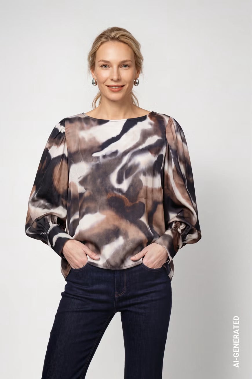 Chemisier à motif batik — Brun chocolat motif (559)