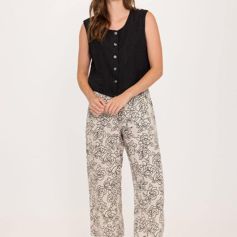 Pantalon longueur 3/4 en lin