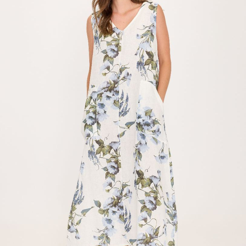 Robe maxi 100% lin floral