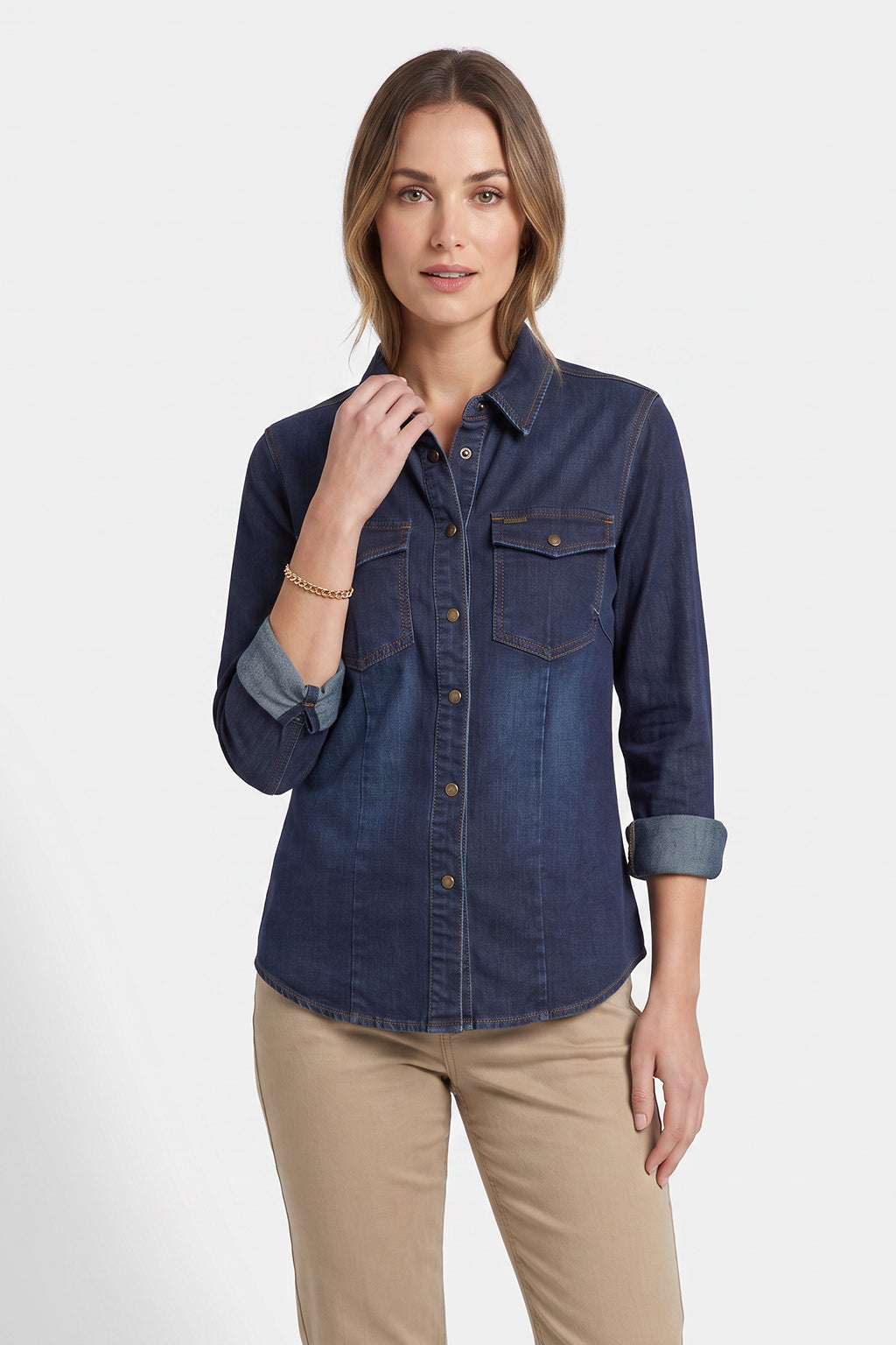 Gian — Chemise en denim à boutons-pressions