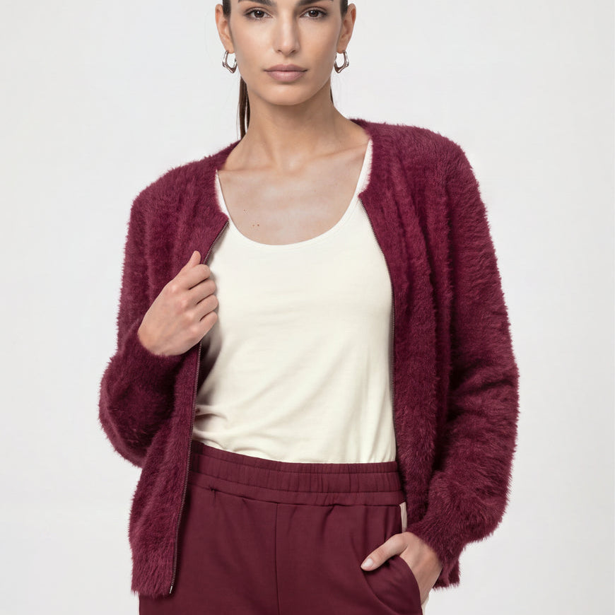 Cardigan zippé texturé