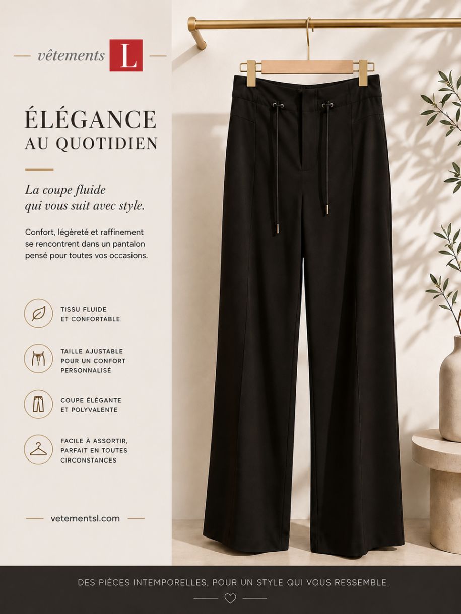 Pantalon à jambes larges avec cordon
