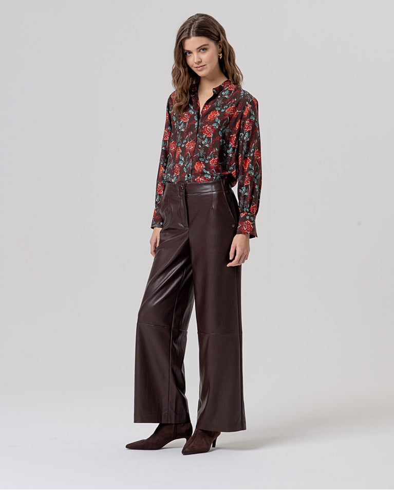 Pantalon large en similicuir