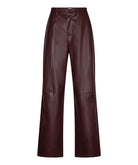 Pantalon large Esqualo en similicuir Merlot — vue de face