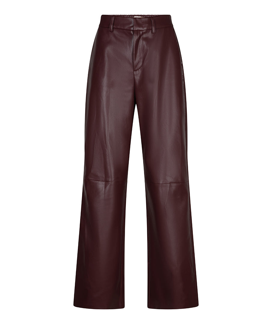 Pantalon large Esqualo en similicuir Merlot — vue de face