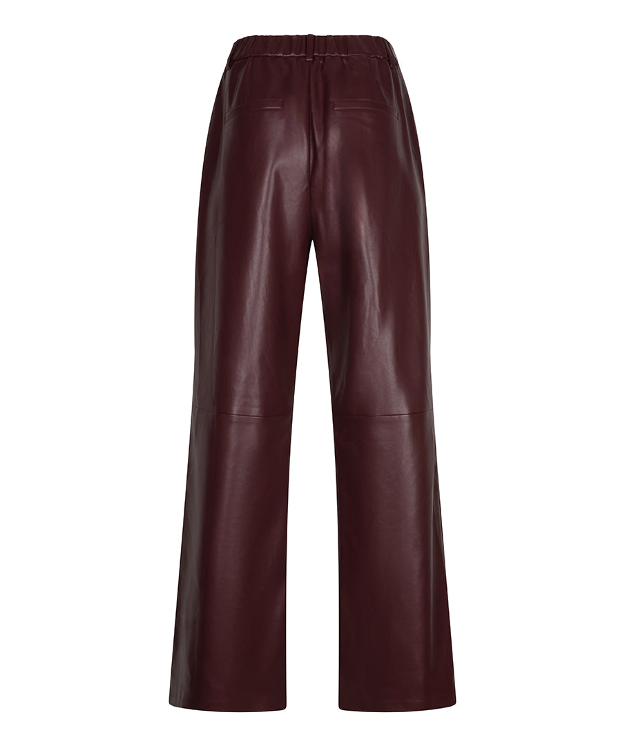 Pantalon large Esqualo en similicuir Merlot — vue de dos