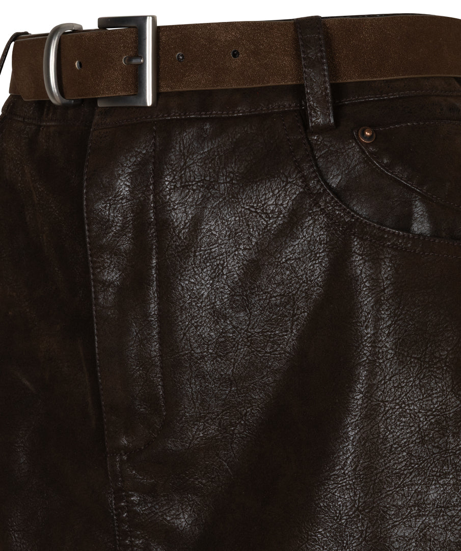 Jupe Esqualo Cacao avec ceinture — détail de la ceinture et de la poche