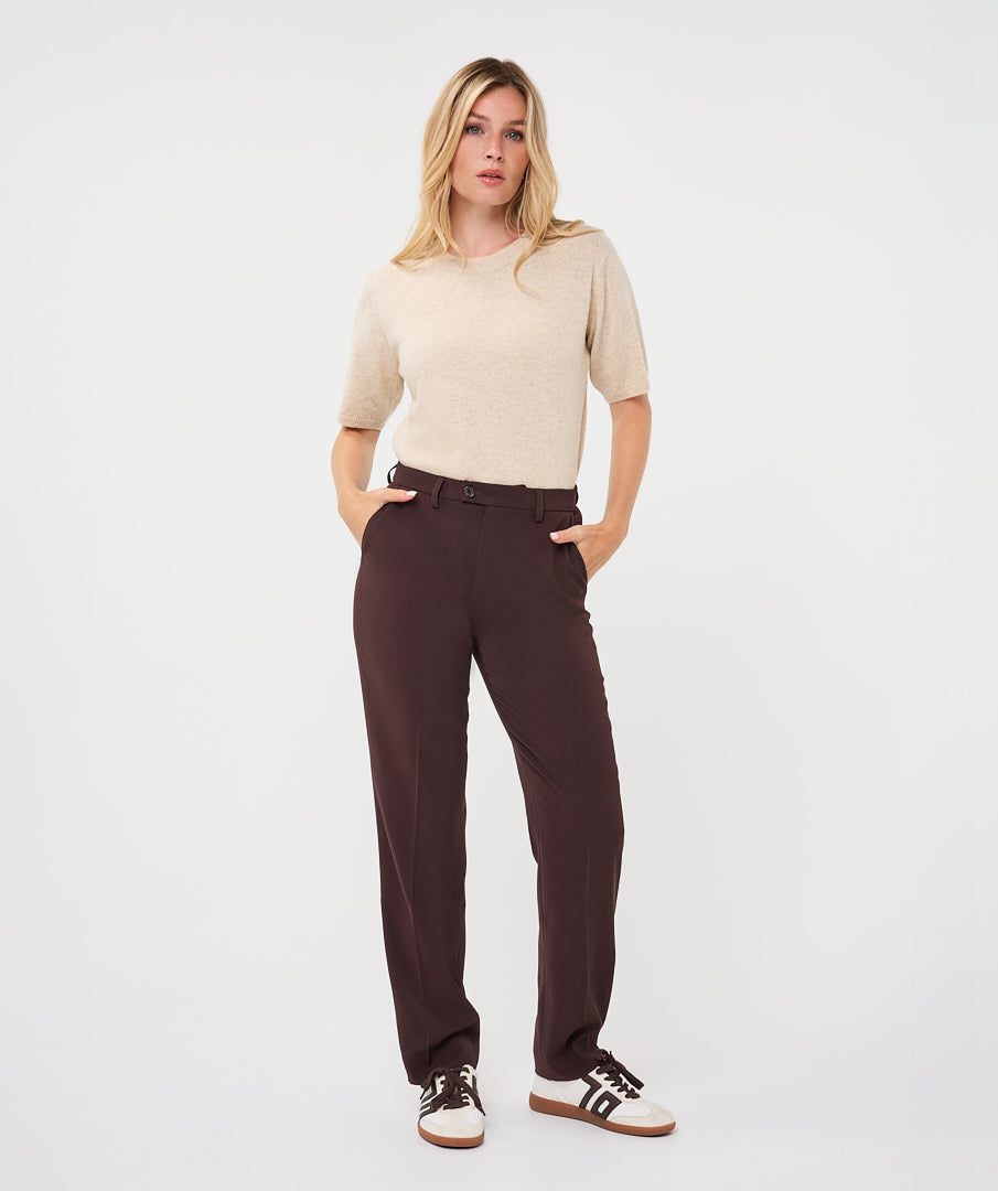 Chandail manches courtes Esqualo Light Sand — silhouette de face sur mannequin