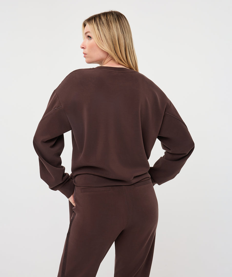 Chandail Esqualo à détail noué Cacao — vue rapprochée de dos sur mannequin