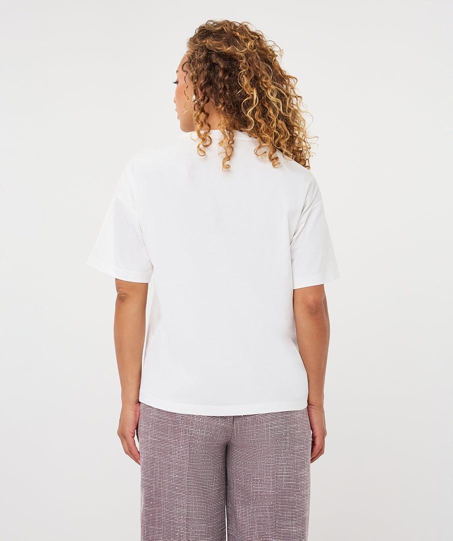 T-shirt Esqualo Forms Off White/Merlot — vue rapprochée de dos sur mannequin