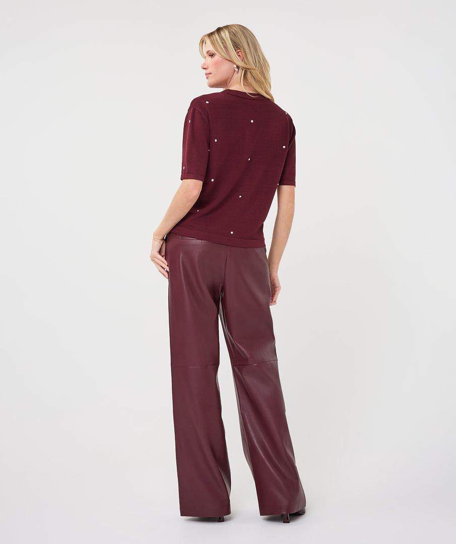 Chandail manches courtes Esqualo Merlot à clous — silhouette de dos sur mannequin