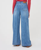 Jean large Esqualo Jeans Blue — vue de dos sur mannequin