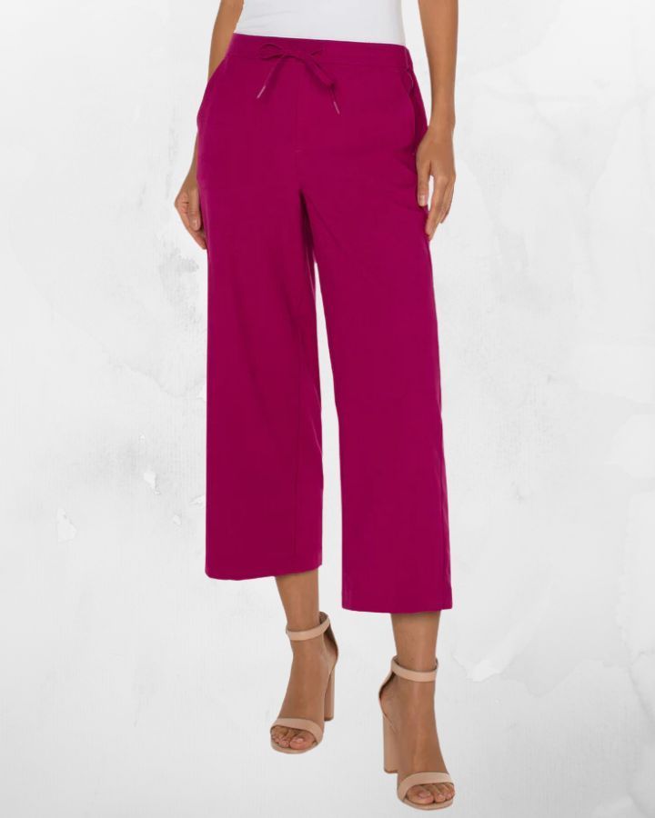 Pantalon court, jambe large, à enfiler