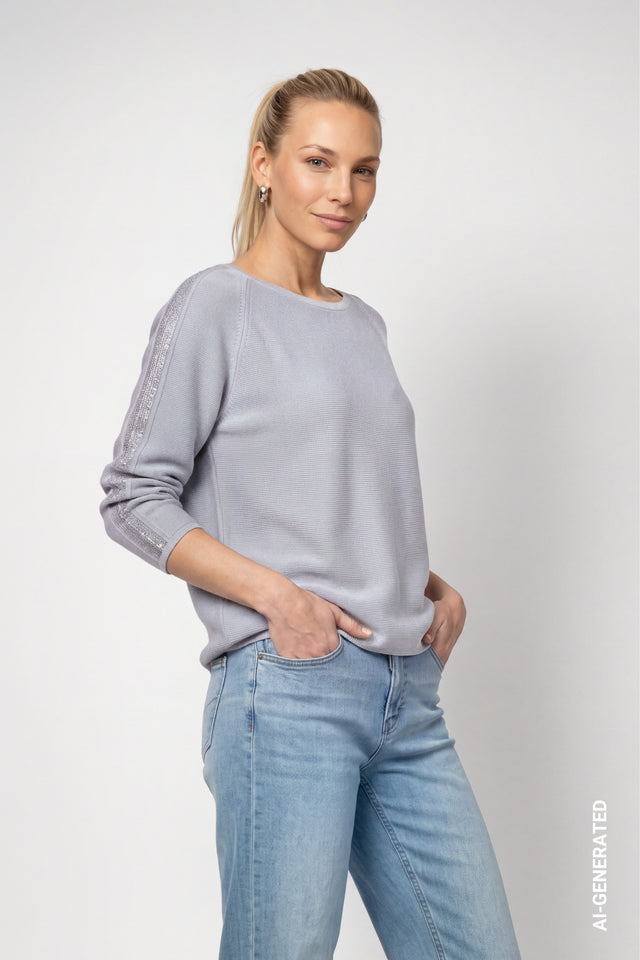 Pull Monari à détails scintillants, bleu 701