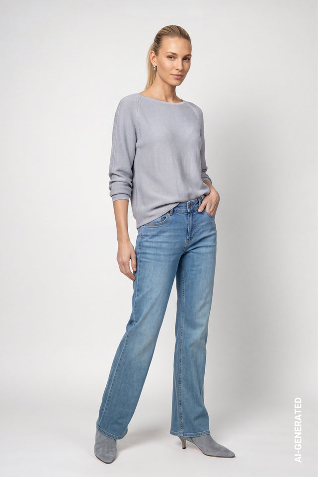 Pull Monari 809983 bleu 701 — vue 3