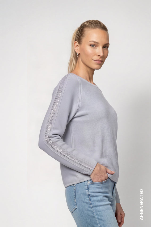 Pull Monari 809983 bleu 701 — vue 4