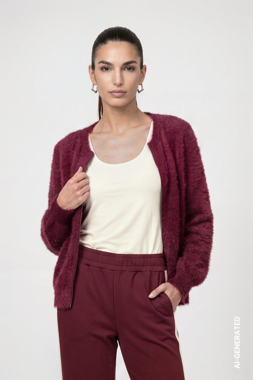 Cardigan zippé texturé