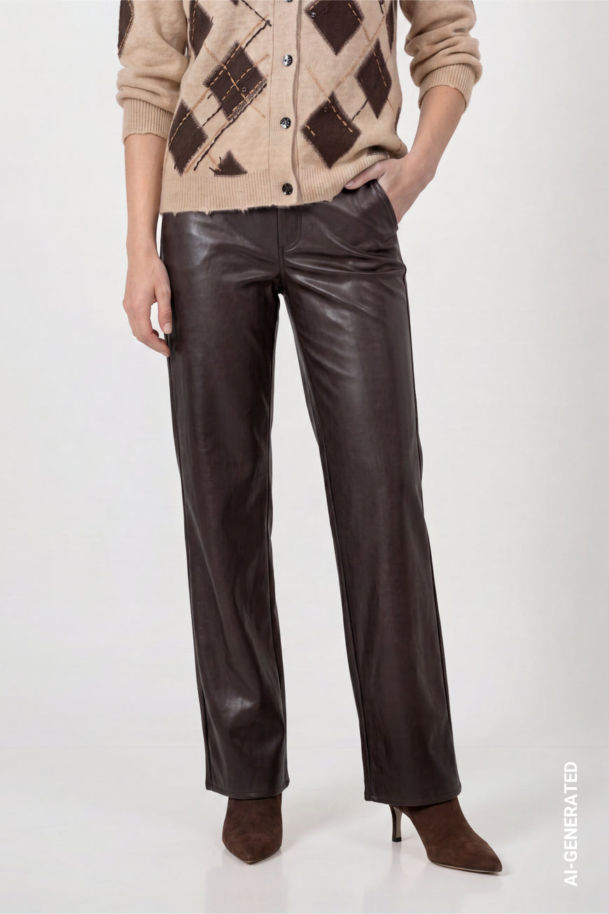 Pantalon large en similicuir